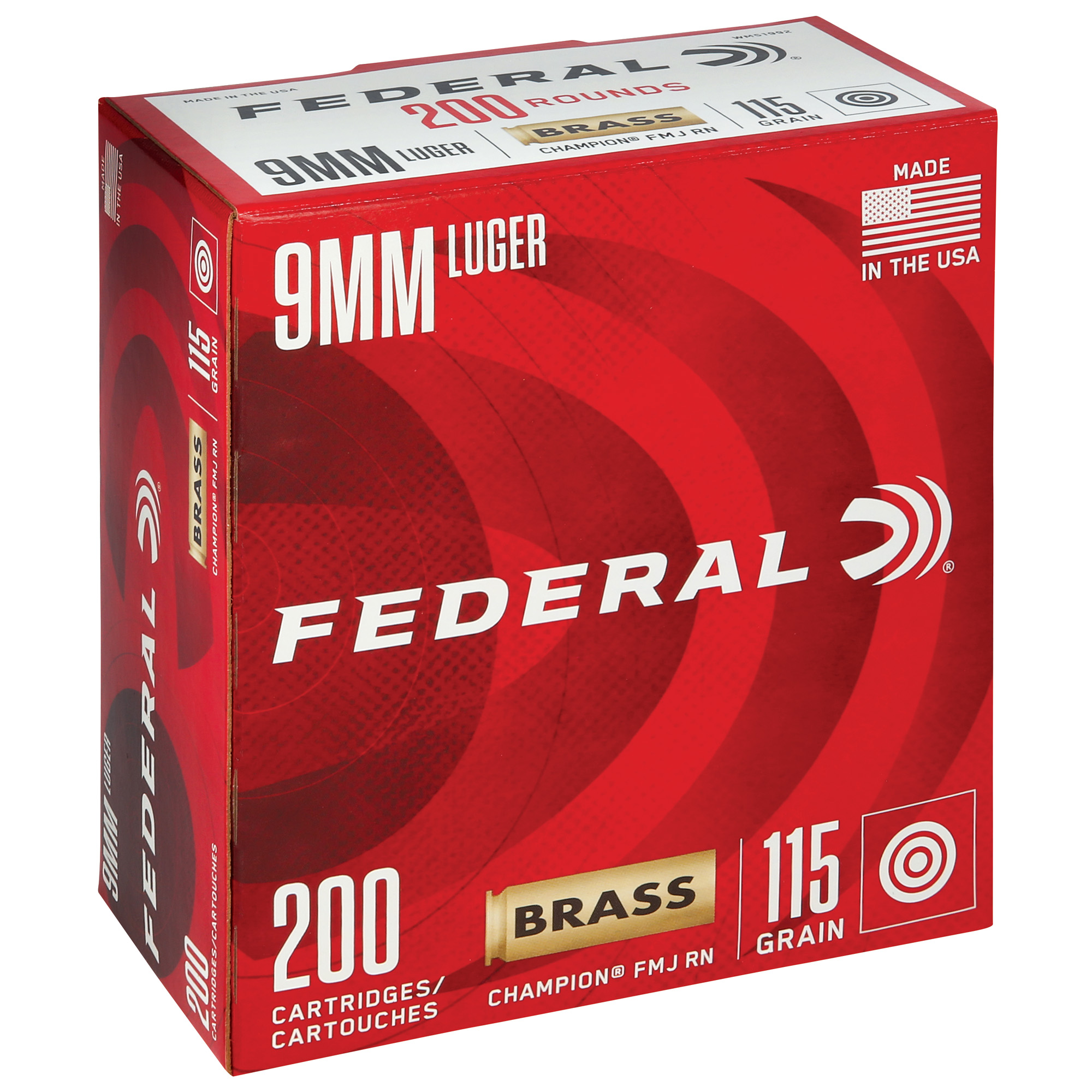 Federal Champ 9mm 115gr Fmj 200 1000