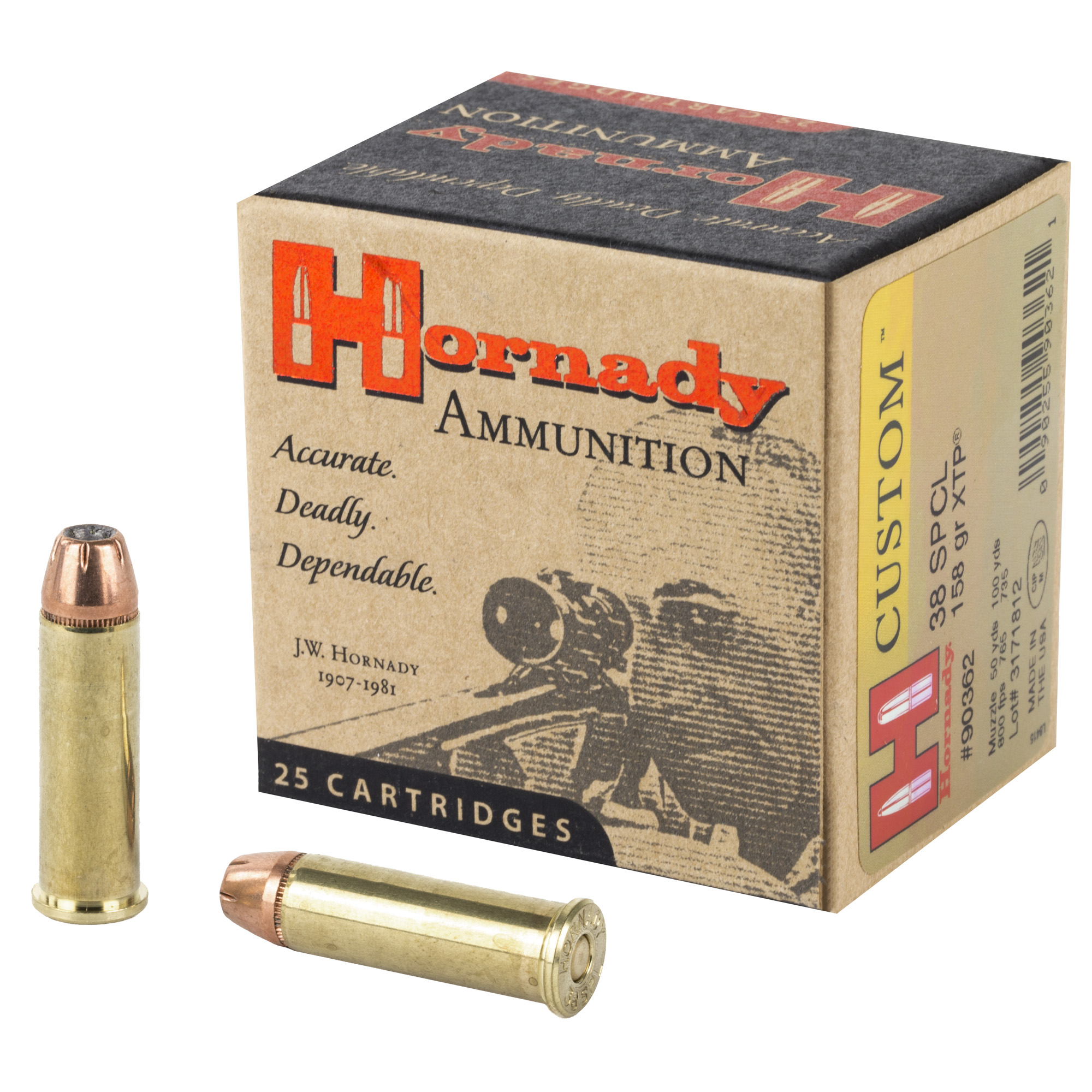 Hornady Custom Self Defense 38 Special 158 Grain XTP JHP 25 RD - Gun Gear