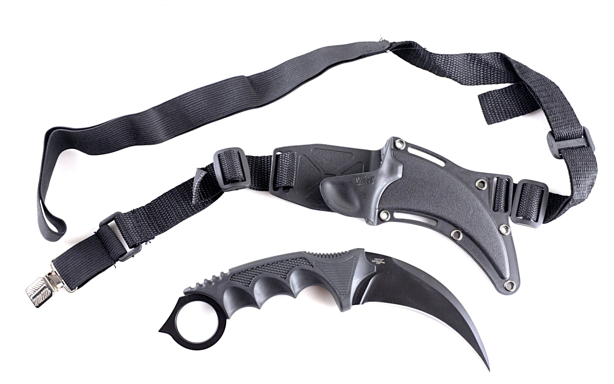 UNITED CUTLERY HONSHU KARAMBIT KNIFE BLACK W/ SHOULDER SHEATH - Gun Gear