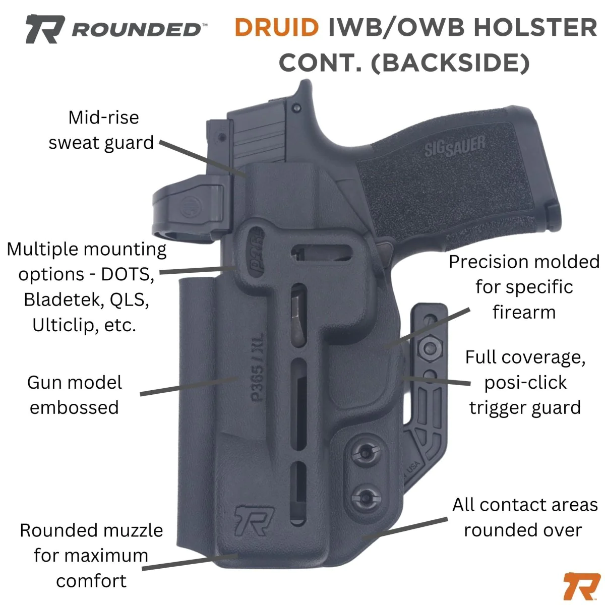 ROUNDED CONCEALMENT EXPRESS DRUID IWB/OWB KYDEX HOLSTER FOR SIG SAUER